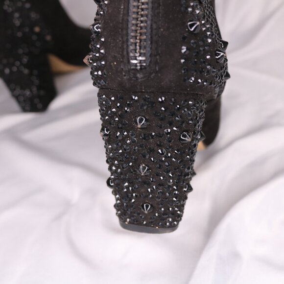 Zara Black Studded Embellished Block Heel Ankle Boots Booties Size 38 - Picture 11 of 14